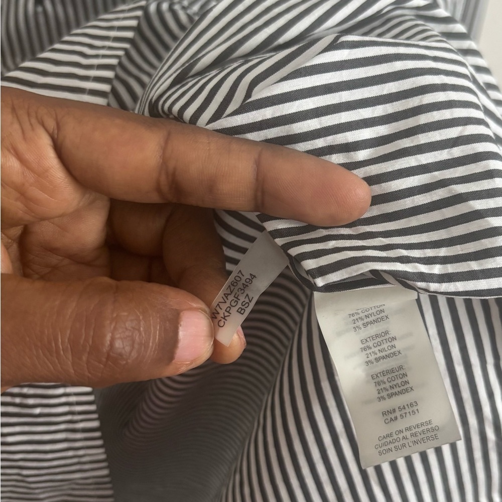 Calvin Klein Blouse Shirt Women’s Sz 3X Striped Lace-Up Minimalist Career Preppy - Picture 4 of 5